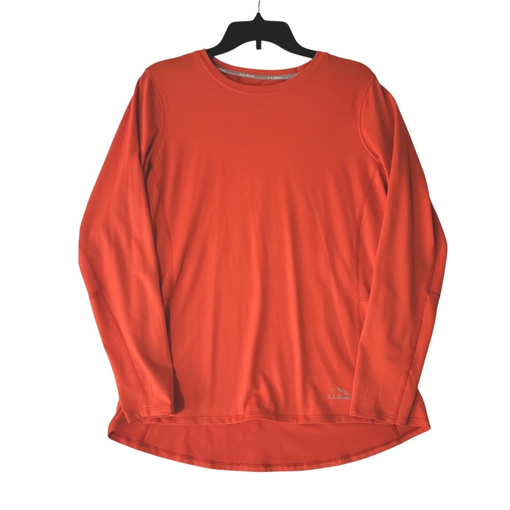 L.L. Bean Performance Shirt Womens Large Orange Reflective Walk Run Hike Sport